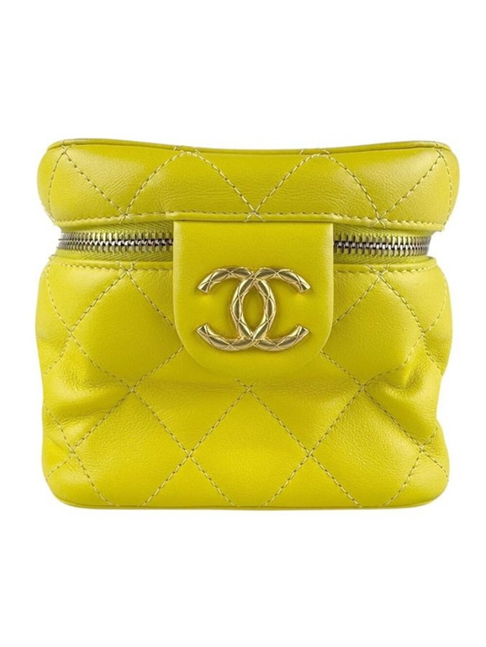 CHANEL Matelasse Chain Shoulder Bag Yellow/Gold Leather/Metal -